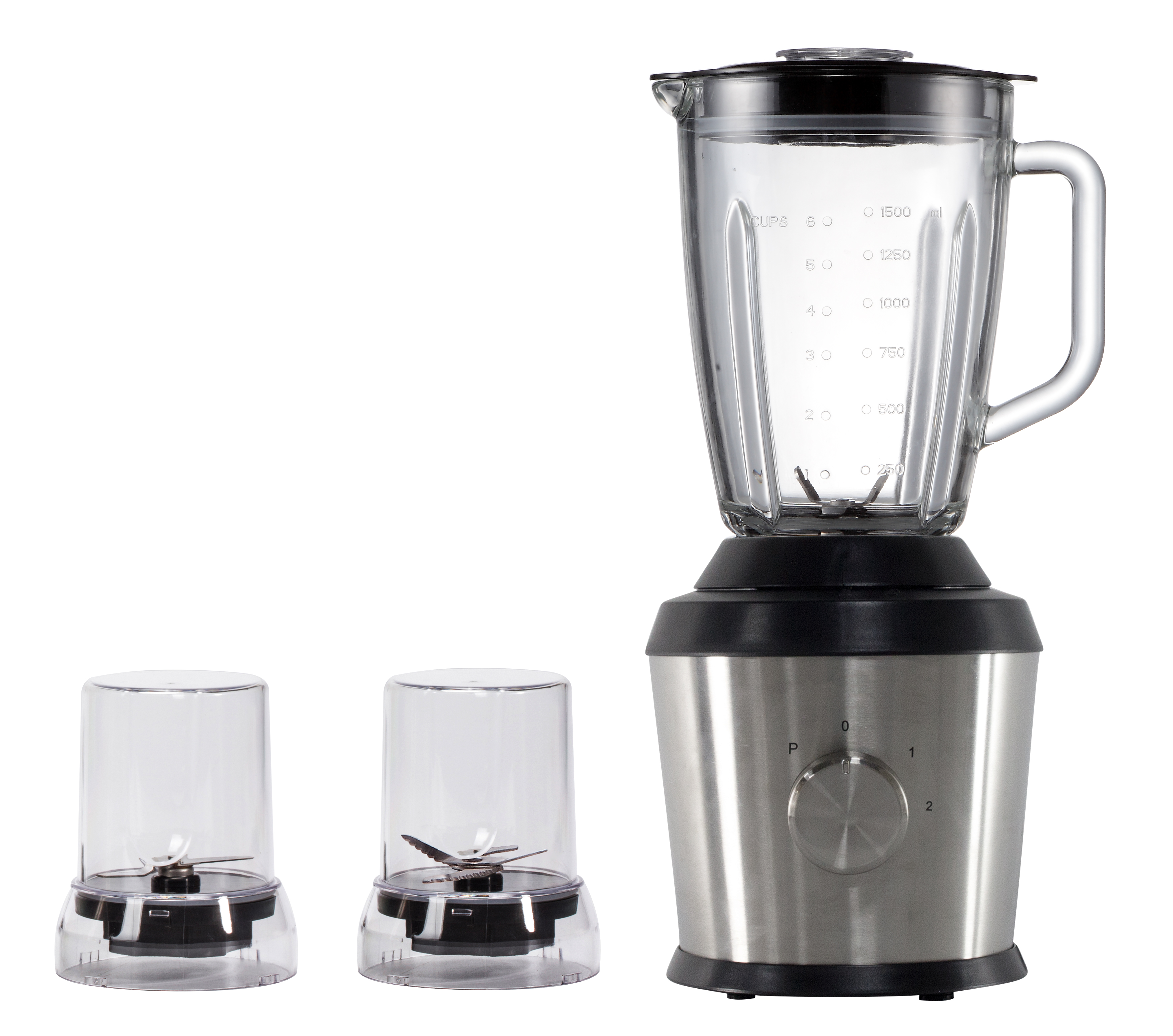 Licuadora Jarra de Vidrio Soporte Eléctrico Multifuncional con Molinillo Picadora Plata 3IN1
